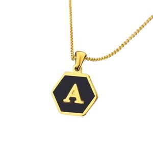 Hexagon Initial Letter Charm, A, 18K Gold-Plated Charm Pendant Necklace